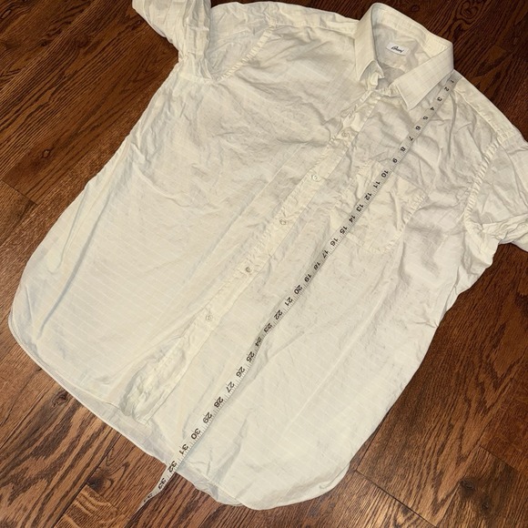 Brioni Long Sleeve Button Up Men's 18 2XL Yellow Windowpane Made In Italy Pocket - Picture 6 of 6